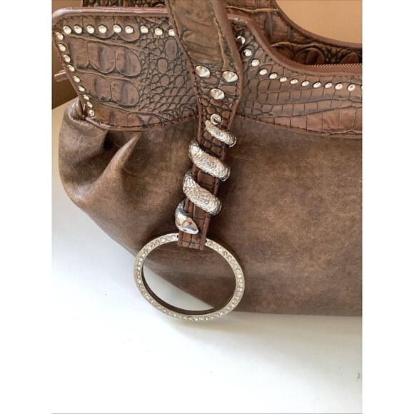 Blue Elegance Vintage Croc Bling Rhinestones & Silver Snake Rockabilly Purse - Picture 4 of 10